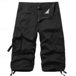 Outlet OUKU Men's Tactical Shorts Capri Cargo Shorts Cargo Shorts Capri Pants Hiking Shorts Buttons Multi Pocket Plain Wearable Calf-Length Outdoor Daily Going out Fashion Classic Lake blue Black