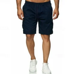 Clearance OUKU Men's Tactical Shorts Cargo Shorts Shorts Drawstring Elastic Waist Multi Pocket Plain Wearable Short Outdoor Daily Camping & Hiking Fashion Classic Black Navy Blue