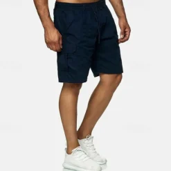 Clearance OUKU Men's Tactical Shorts Cargo Shorts Shorts Drawstring Elastic Waist Multi Pocket Plain Wearable Short Outdoor Daily Camping & Hiking Fashion Classic Black Navy Blue