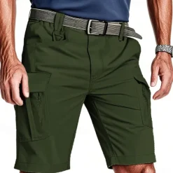 Discount OUKU Men's Tactical Shorts Cargo Shorts Shorts Summer Shorts Elastic Waist Multi Pocket Flap Pocket Plain Quick Dry Wearable Knee Length Outdoor Sport Daily Fashion Casual Black Khaki