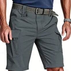 Discount OUKU Men's Tactical Shorts Cargo Shorts Shorts Summer Shorts Elastic Waist Multi Pocket Flap Pocket Plain Quick Dry Wearable Knee Length Outdoor Sport Daily Fashion Casual Black Khaki