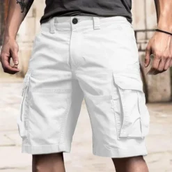Best OUKU Men's Tactical Shorts Cargo Shorts Shorts Buttons Multi Pocket Plain Wearable Short Outdoor Daily Camping & Hiking Fashion Classic White Royal Blue