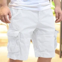 Best OUKU Men's Tactical Shorts Cargo Shorts Shorts Buttons Multi Pocket Plain Camouflage Wearable Knee Length Outdoor Daily Camping & Hiking Fashion Classic Camouflage khaki White