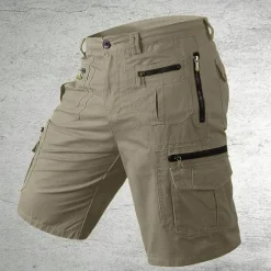 OUKU Men's Tactical Shorts Cargo Shorts Shorts Hiking Shorts Buttons Multi Pocket Plain Wearable Short Outdoor Daily Camping & Hiking Fashion Classic Black Light Green
