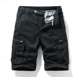 Hot OUKU Men's Tactical Shorts Cargo Shorts Shorts Buttons Elastic Waist Multi Pocket Plain Wearable Short Outdoor Daily Camping & Hiking Fashion Classic Black Army Green
