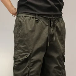 OUKU Men's Tactical Shorts Cargo Shorts Shorts Hiking Shorts Buttons Elastic Waist Multi Pocket Plain Wearable Short Outdoor Daily Camping & Hiking Fashion Classic Black Yellow