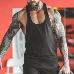 OUKU Men's Tank Top Fitness Tank Tank Undershirt U Neck Sleeveless Sport Casual Daily Gym Breathable Soft Plain Black White Activewear Fashion Basic