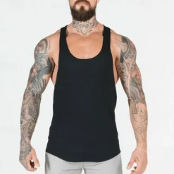 OUKU Men's Tank Top Fitness Tank Tank Undershirt U Neck Sleeveless Sport Casual Daily Gym Breathable Soft Plain Black White Activewear Fashion Basic