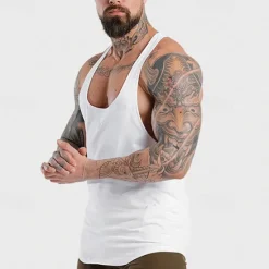 OUKU Men's Tank Top Fitness Tank Tank Undershirt U Neck Sleeveless Sport Casual Daily Gym Breathable Soft Plain Black White Activewear Fashion Basic