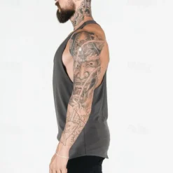 OUKU Men's Tank Top Fitness Tank Tank Undershirt U Neck Sleeveless Sport Casual Daily Gym Breathable Soft Plain Black White Activewear Fashion Basic