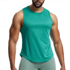 Discount OUKU Men's Tank Top Fitness Tank Tank Undershirt Crew Neck Sleeveless Sport Casual Daily Gym Breathable Soft Plain Black Yellow Activewear Fashion Basic