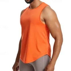 Discount OUKU Men's Tank Top Fitness Tank Tank Undershirt Crew Neck Sleeveless Sport Casual Daily Gym Breathable Soft Plain Black Yellow Activewear Fashion Basic