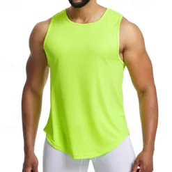 Discount OUKU Men's Tank Top Fitness Tank Tank Undershirt Crew Neck Sleeveless Sport Casual Daily Gym Breathable Soft Plain Black Yellow Activewear Fashion Basic