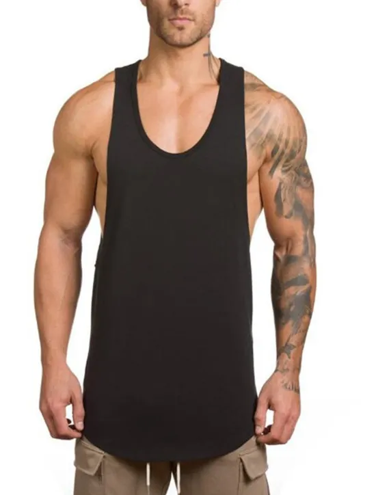 Sale OUKU Men's Tank Top Gym Shirt Vest Top Muscle Shirt Sleeveless Crewneck Summer Fashion Streetwear Bodybuilding Fitness Sports & Outdoor Athleisure Gym Black White Gray Top Tee for Men