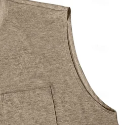 Outlet OUKU Men's Tank Top Henley Shirt Vest Top Undershirt Sleeveless Henley Summer Plain Fashion Designer Muscle Buttons Outdoor Street Going out Black White Khaki Top Tee for Men