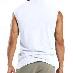 Outlet OUKU Men's Tank Top Henley Shirt Vest Top Undershirt Sleeveless Henley Summer Plain Fashion Designer Muscle Buttons Outdoor Street Going out Black White Khaki Top Tee for Men