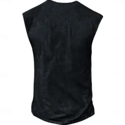 Online OUKU Men's Tank Top Henley Shirt Sleeveless Henley Summer Print Vintage Buttons Vacation Casual Black White Yellow Top Tee for Men