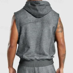 Sale OUKU Men's Tank Top Sleeveless Hoodie Sleeveless Hooded Vintage Drawstring Casual Activewear Black Navy Blue Green Top Tee for Men