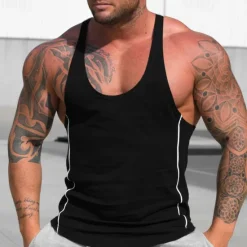 Hot OUKU Men's Tank Top Tank Undershirt Crew Neck Sleeveless Sport Casual Daily Gym Breathable Soft Plain Black White Activewear Fashion Basic