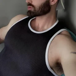 Online OUKU Men's Tank Top Undershirt Sleeveless Shirt Ribbed Knit tee Sleeveless Crew Neck Summer Color Block Pit Strip Fashion Designer Muscle Outdoor Going out Gym Black White Top Tee for Men