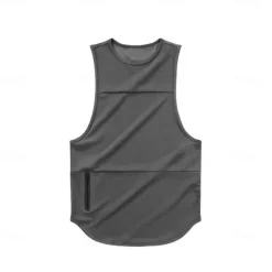 Outlet OUKU Men's Tank Top Undershirt Sleeveless Shirt Gym Muscle Tee Sleeveless Crewneck Summer Plain Fashion Designer Muscle Double Sided Zipper Outdoor Going out Gym Black White Gray Top Tee for Men