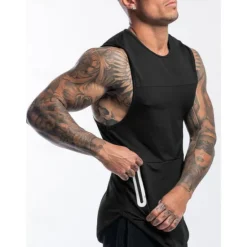 Outlet OUKU Men's Tank Top Undershirt Sleeveless Shirt Gym Muscle Tee Sleeveless Crewneck Summer Plain Fashion Designer Muscle Double Sided Zipper Outdoor Going out Gym Black White Gray Top Tee for Men