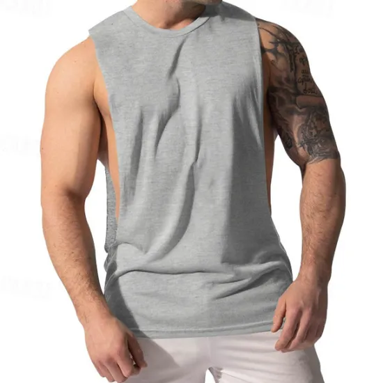 Clearance OUKU Men's Tank Top Vest Top Sleeveless Shirt Gym Muscle Tee Sleeveless Crew Neck Summer Plain Fashion Designer Muscle Outdoor Going out Gym Black White Dark Red Top Tee for Men