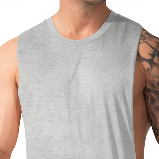 Clearance OUKU Men's Tank Top Vest Top Sleeveless Shirt Gym Muscle Tee Sleeveless Crew Neck Summer Plain Fashion Designer Muscle Outdoor Going out Gym Black White Dark Red Top Tee for Men