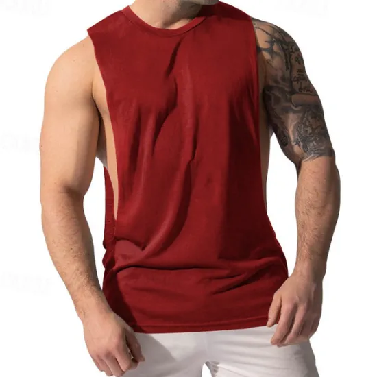 Clearance OUKU Men's Tank Top Vest Top Sleeveless Shirt Gym Muscle Tee Sleeveless Crew Neck Summer Plain Fashion Designer Muscle Outdoor Going out Gym Black White Dark Red Top Tee for Men