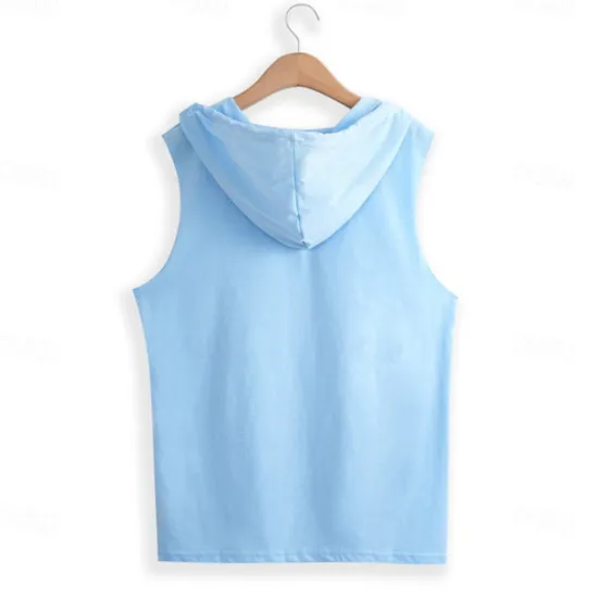 OUKU Men's Tank Top Vest Top Sleeveless Hoodie Sleeveless Shirt Sleeveless Hooded Summer Plain Vacation Designer Muscle Outdoor Going out Beaches White Light Blue Gray Top Tee for Men