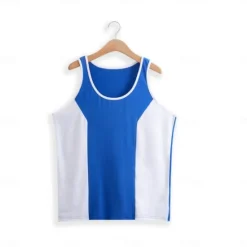 OUKU Men's Tank Top Vest Top Sleeveless Shirt Gym Muscle Tee Sleeveless Crew Neck Summer Color Block Fashion Designer Muscle Patchwork Outdoor Going out Gym White Blue Orange Top Tee for Men