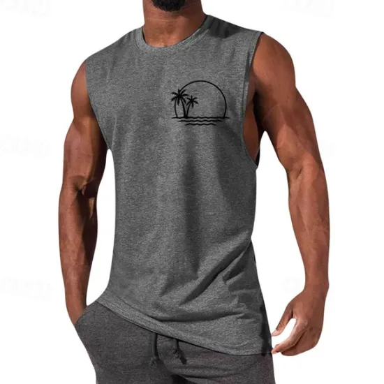 OUKU Men's Tank Top Vest Top Undershirt Sleeveless Shirt Sleeveless Crewneck Summer Graphic Fashion Designer Vacation Street Going out Black White Red Top Tee for Men