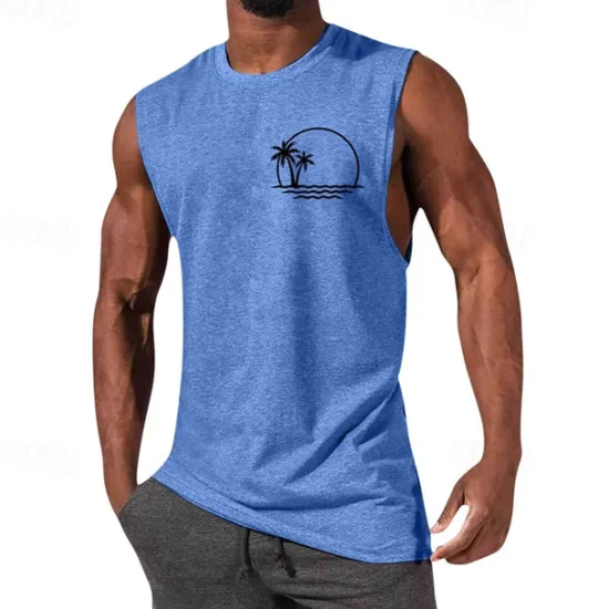 OUKU Men's Tank Top Vest Top Undershirt Sleeveless Shirt Sleeveless Crewneck Summer Graphic Fashion Designer Vacation Street Going out Black White Red Top Tee for Men
