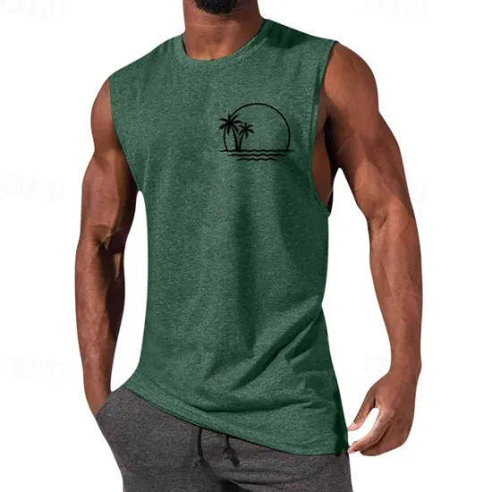 OUKU Men's Tank Top Vest Top Undershirt Sleeveless Shirt Sleeveless Crewneck Summer Graphic Fashion Designer Vacation Street Going out Black White Red Top Tee for Men