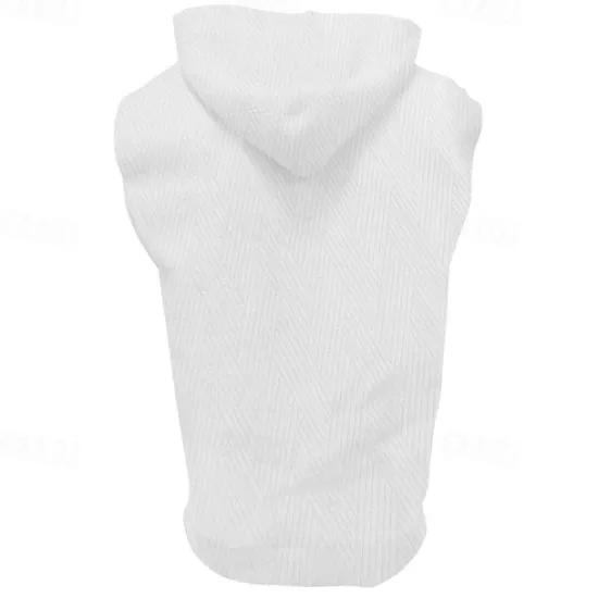 Online OUKU Men's Tank Top Vest Top Undershirt Sleeveless Shirt Sleeveless Hooded Summer Plain Fashion Designer Basic Jacquard Front Pocket Vacation Street Going out Black White Khaki Top Tee for Men