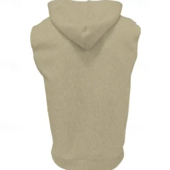 Online OUKU Men's Tank Top Vest Top Undershirt Sleeveless Shirt Sleeveless Hooded Summer Plain Fashion Designer Basic Jacquard Front Pocket Vacation Street Going out Black White Khaki Top Tee for Men