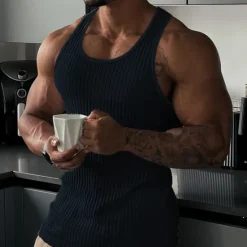 Clearance OUKU Men's Tank Top Vest Top Undershirt Sleeveless Shirt Sleeveless Crew Neck Summer Plain Fashion Designer Muscle Outdoor Going out Gym Black White Navy Blue Top Tee for Men