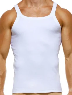 OUKU Men's Tank Top Vest Top Undershirt Sleeveless Shirt Sleeveless Crew Neck Summer Plain Fashion Designer Muscle Outdoor Going out Gym Black White Top Tee for Men