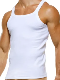 OUKU Men's Tank Top Vest Top Undershirt Sleeveless Shirt Sleeveless Crew Neck Summer Plain Fashion Designer Muscle Outdoor Going out Gym Black White Top Tee for Men