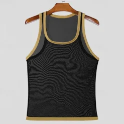 Outlet OUKU Men's Tank Top Vest Top Undershirt Sleeveless Shirt Sleeveless Crew Neck Summer Plain Fashion Designer Basic Mesh Vacation Street Going out Black White Top Tee for Men