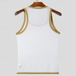 Outlet OUKU Men's Tank Top Vest Top Undershirt Sleeveless Shirt Sleeveless Crew Neck Summer Plain Fashion Designer Basic Mesh Vacation Street Going out Black White Top Tee for Men