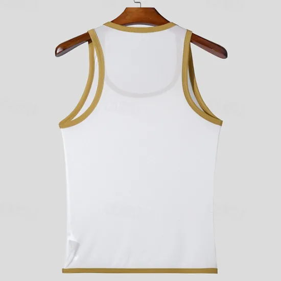 Outlet OUKU Men's Tank Top Vest Top Undershirt Sleeveless Shirt Sleeveless Crew Neck Summer Plain Fashion Designer Basic Mesh Vacation Street Going out Black White Top Tee for Men