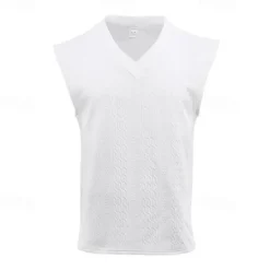 OUKU Men's Tank Top Vest Top Undershirt Sleeveless Shirt Sleeveless V Neck Summer Plain Fashion Designer Basic Classic Vacation Street Going out Black White Dark Navy Top Tee for Men