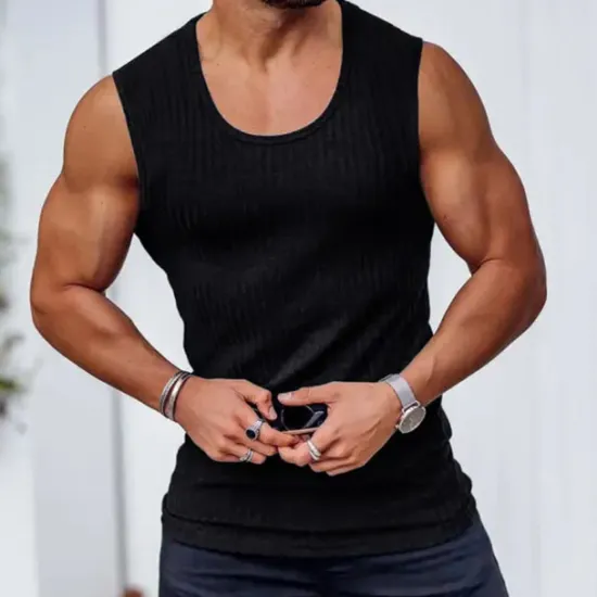 Clearance OUKU Men's Tank Top Vest Top Undershirt Sleeveless Shirt Sleeveless Crew Neck Summer Plain Fashion Designer Muscle Outdoor Going out Gym Black White Yellow Top Tee for Men