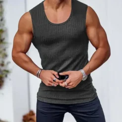 Clearance OUKU Men's Tank Top Vest Top Undershirt Sleeveless Shirt Sleeveless Crew Neck Summer Plain Fashion Designer Muscle Outdoor Going out Gym Black White Yellow Top Tee for Men