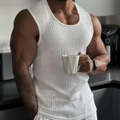 Clearance OUKU Men's Tank Top Vest Top Undershirt Sleeveless Shirt Sleeveless Crew Neck Summer Plain Fashion Designer Muscle Outdoor Going out Gym Black White Yellow Top Tee for Men