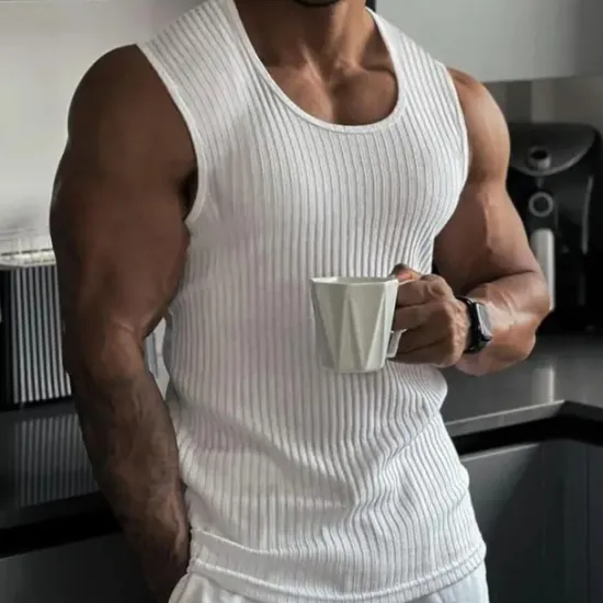 Clearance OUKU Men's Tank Top Vest Top Undershirt Sleeveless Shirt Sleeveless Crew Neck Summer Plain Fashion Designer Muscle Outdoor Going out Gym Black White Yellow Top Tee for Men