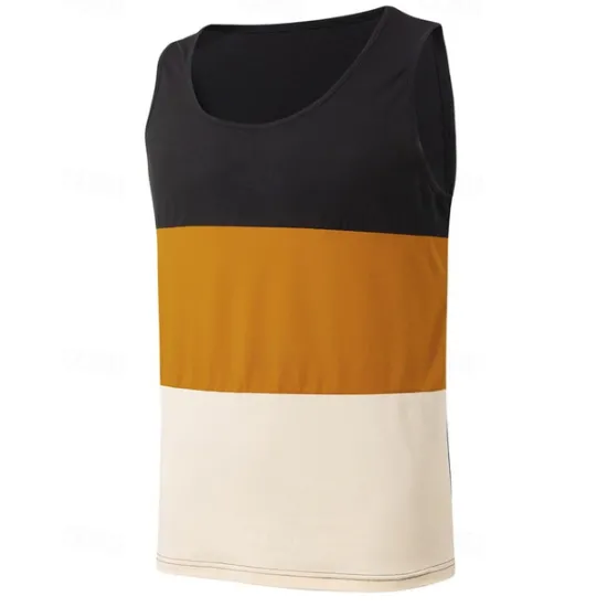 Sale OUKU Men's Tank Top Vest Top Undershirt Sleeveless Shirt Sleeveless Crew Neck Spring & Summer Color Block Fashion Designer Basic Patchwork Vacation Street Going out White Red Orange Top Tee for Men