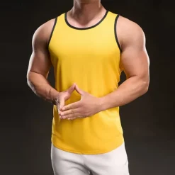 New OUKU Men's Tank Top Vest Top Undershirt Sleeveless Shirt Sleeveless Crewneck Spring Color Block Fashion Designer Vacation Street Going out Black White Yellow Top Tee for Men