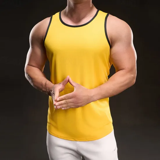 New OUKU Men's Tank Top Vest Top Undershirt Sleeveless Shirt Sleeveless Crewneck Spring Color Block Fashion Designer Vacation Street Going out Black White Yellow Top Tee for Men